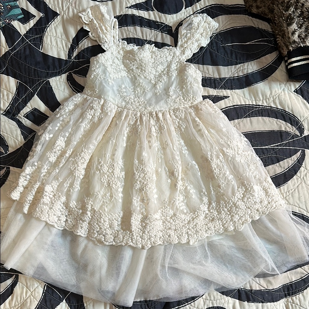 Elegant Cream Lace Kids Dress